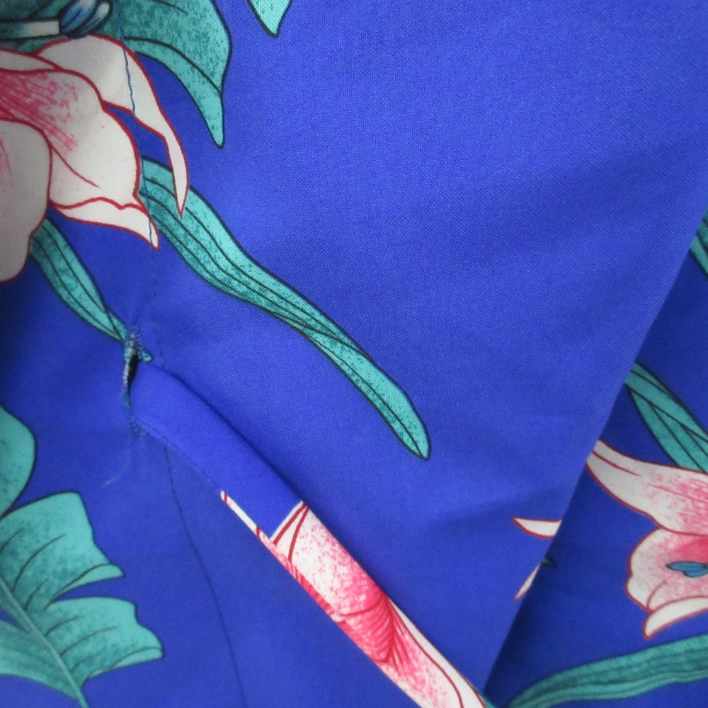 Vintage Hilo Hatties‎ Top Poncho Queen Blue Floral Hawaiian Luau Aloha USA NWT - Picture 9 of 10